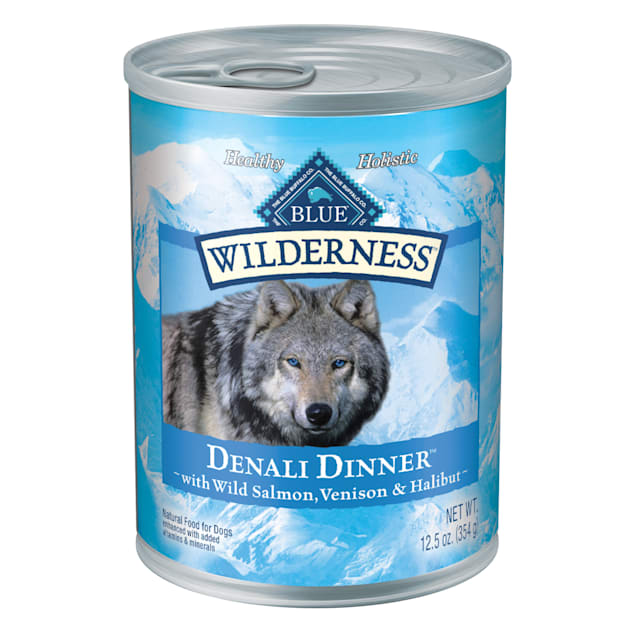 Blue Buffalo Blue Wilderness Denali Dinner with Wild Salmon Venison & Halibut Canned Dog Food, 12.5 oz., Case of 12 - Carousel image #1