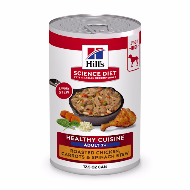 Hill's Science Diet Roasted Chicken, Carrots, & Spinach Stew Senior 7+ Healthy Cuisine Canned Dog Food, 12.5 oz., Case of 12 - Carousel image #1