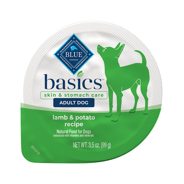 Blue Buffalo Blue Basics Skin & Stomach Care Natural Adult Grain Free Lamb Recipe Small Breed Wet Dog Food, 3.5 oz., Case of 12 - Carousel image #1