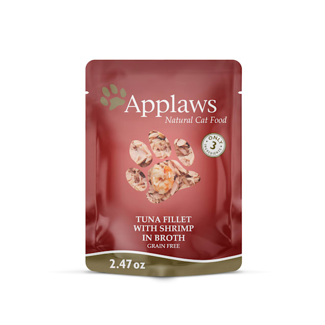 Applaws Natural Grain Free Tuna Fillet with Pacific Prawn in Broth Wet Cat Food, 2.47 oz., Case of 12 - Carousel image #1