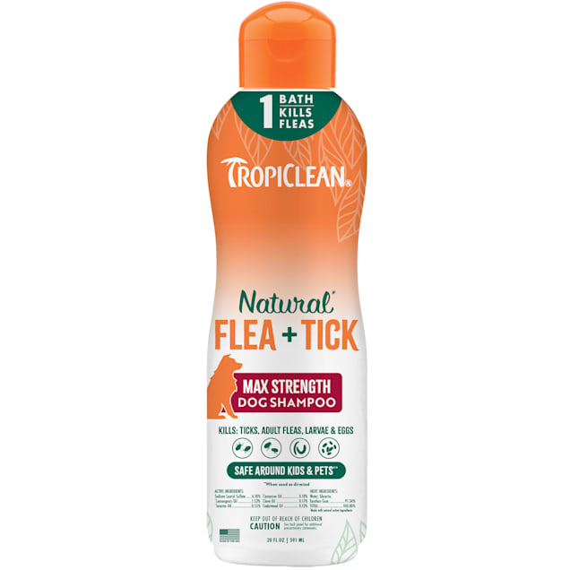 Tropiclean Natural Flea & Tick Maximum Strength Shampoo for Dogs, 20 fl.  oz.