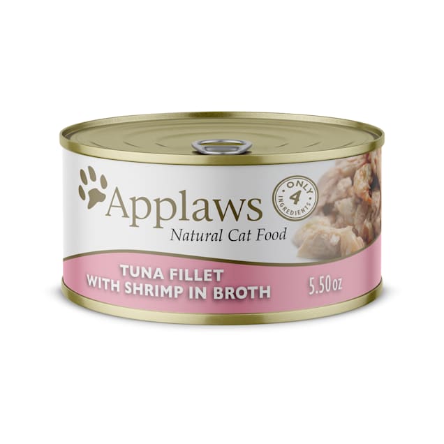 Applaws Natural Tuna Fillet with Shrimp in Broth Wet Cat Food, Case of 24 - Carousel image #1
