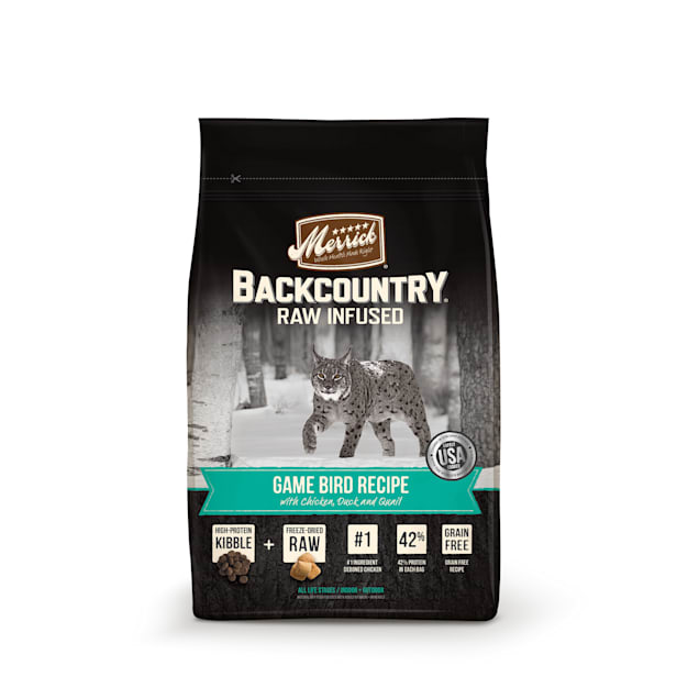 Merrick Backcountry Grain Free Raw Infused Game Bird Recipe Dry Cat Food, 10 lbs. - Carousel image #1