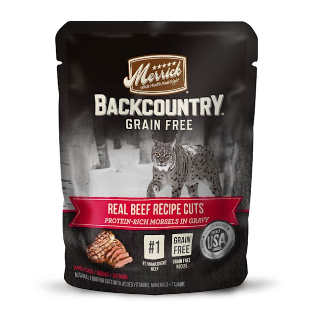 Merrick Backcountry Grain Free Real Beef Recipe Cuts Wet Cat Food, 3 oz., Case of 24 - Carousel image #1