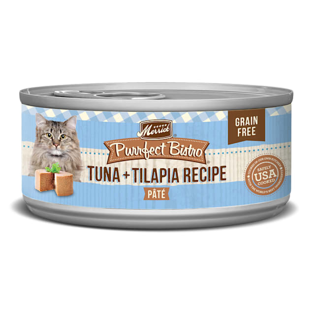 Merrick Purrfect Bistro Grain Free Tuna & Tilapia Recipe Pate Wet Cat Food, 5.5 oz., Case of 24 - Carousel image #1