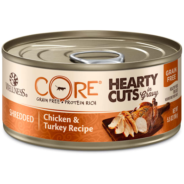Wellness CORE Hearty Cuts Natural Grain Free Chicken & Turkey Wet Cat Food, 5.5 oz., Case of 24 - Carousel image #1