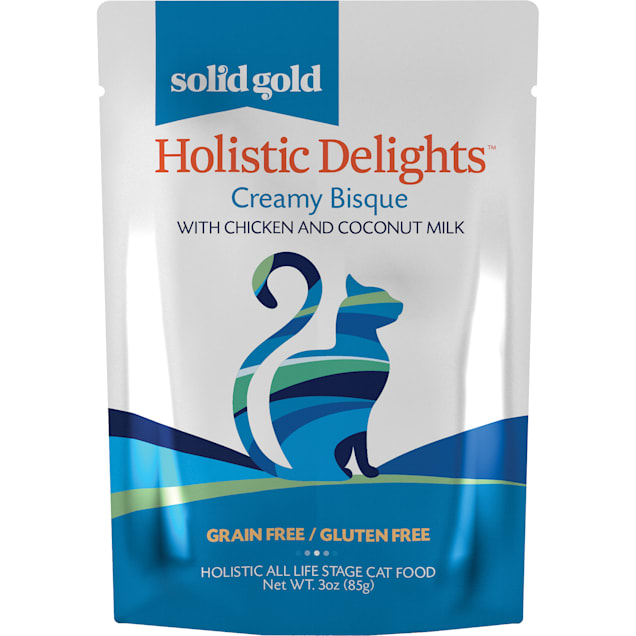 Solid Gold Holistic Delights Creamy Bisque Grain Free Wet Cat Food, Chicken and Coconut Milk, 3 oz., Case of 12 - Carousel image #1