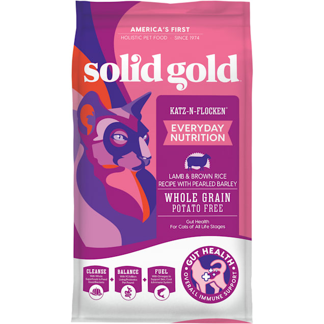 Solid Gold Katz-N-Flocken Lamb & Brown Rice & Pearled Barley All Life Stages Dry Cat Food, 12 lbs. - Carousel image #1