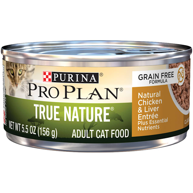 Purina Pro Plan True Nature Grain Free Formula Natural Chicken Liver Entree Wet Cat Food 5 5 Oz Case Of 24 Petco