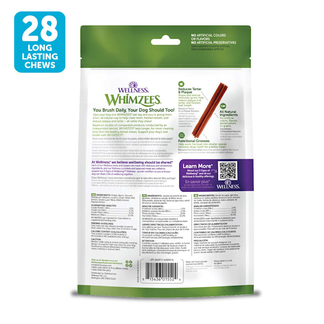 Whimzees by Wellness Stix Natural Grain Free Small Dental Chews