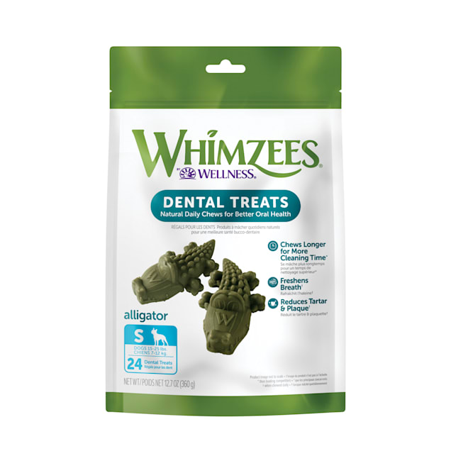 Whimzees Natural Grain Free Daily Dental Long Lasting Alligator Small Dog Treats, 12.7 oz., Pack of 24 - Carousel image #1