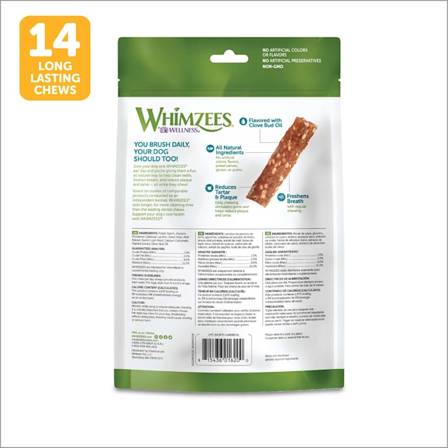 Whimzees by Wellness Veggie Strip Natural Grain Free Medium Dental Chews  for Dogs, 14.8 oz., Count of 14