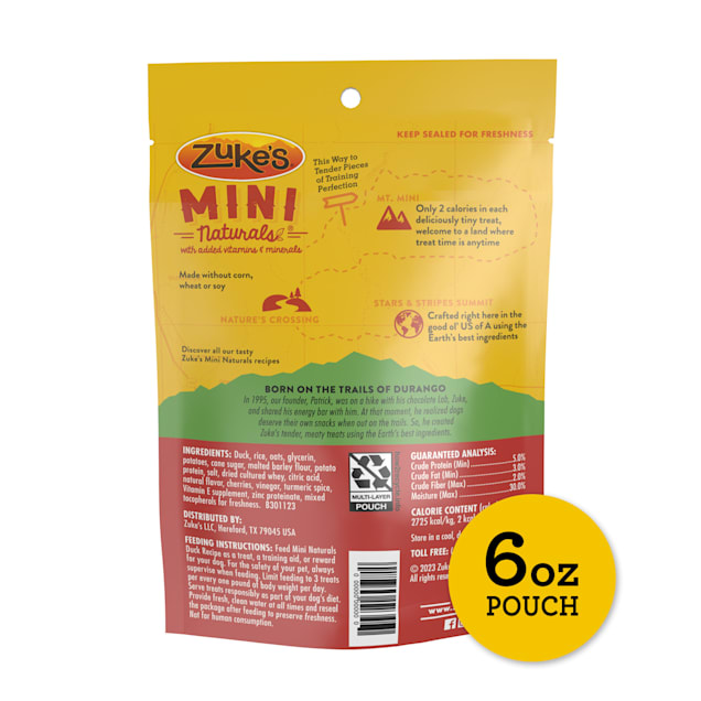 Zuke s Mini Naturals Soft and Chewy Dog Treats for Training Pouch Natural Treat Bites with Duck Recipe 6 oz. Petco