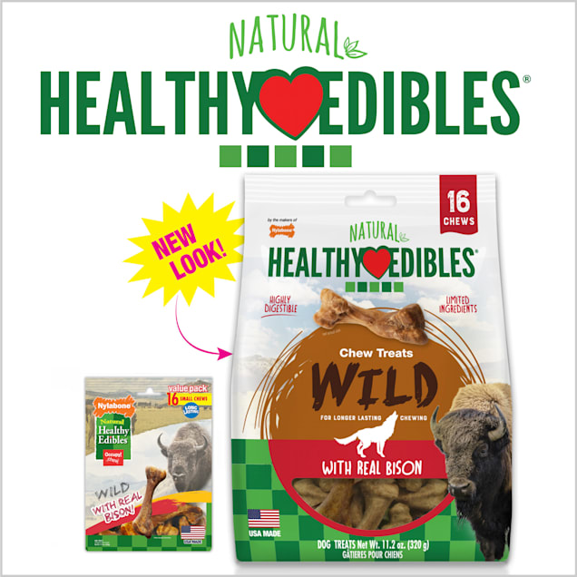 Nylabone Healthy Edibles Wild Bison Value Bag Dog Treats 16 count