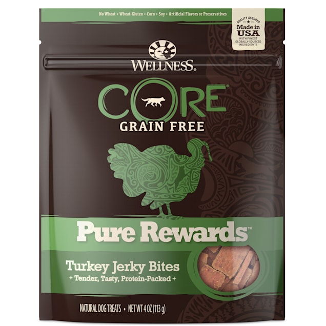 Wellness CORE Natural Grain Free Pure Rewards Turkey Recipe Jerky Bites Dog Treats, 4 oz - Carousel image #1