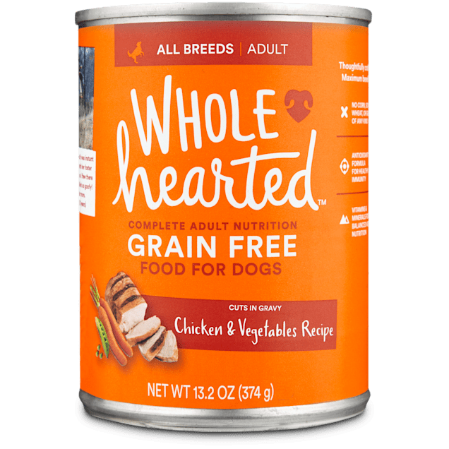 WholeHearted Grain Free Adult Chicken and Vegetable Recipe Wet Dog Food, 13.2 oz., Case of 12 - Carousel image #1