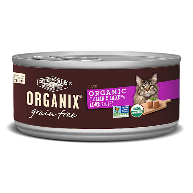 Castor Pollux Organix Grain Free Organic Chicken Chicken Liver Pate Wet Cat Food 3 oz. Case of 24