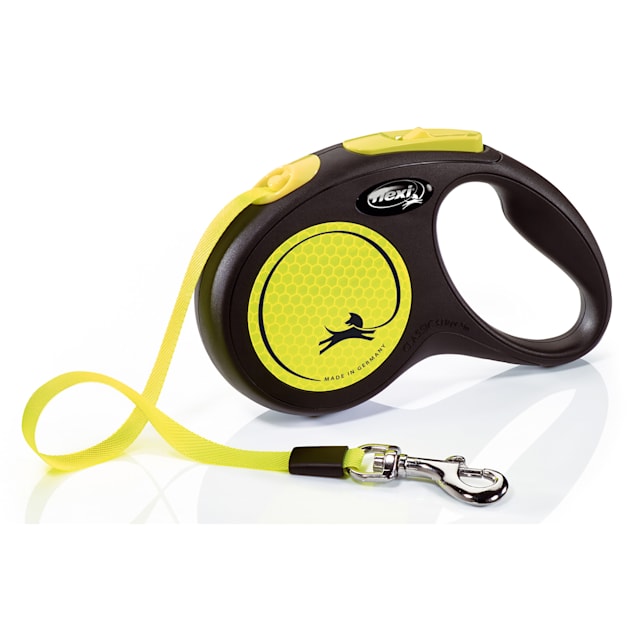 Flexi New Neon Reflective Tape Retractable Dog Leash, 16' ft., Small