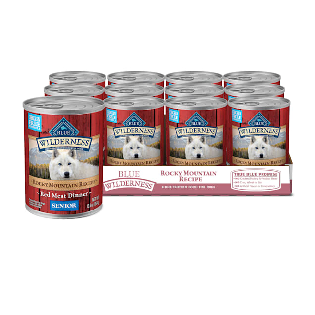 Blue Buffalo Blue Wilderness Rocky Mountain Recipe Red Meat Recipe Senior Wet Dog Food, 12.5 oz., Case of 12 - Carousel image #1
