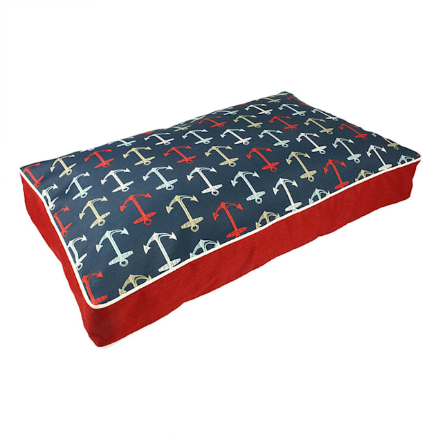 Snoozer Indoor Outdoor Rectangle Dog Bed in Anchors Pattern, 24" L x 19" W - Carousel image #1