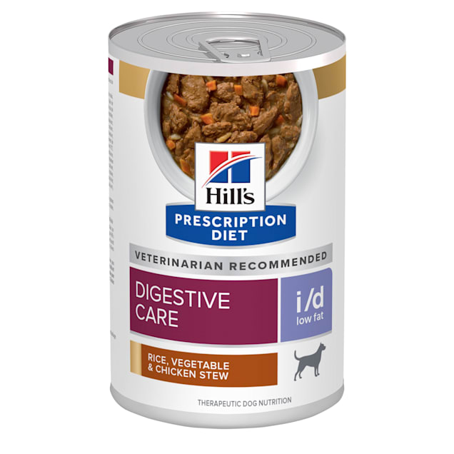 Hill's Prescription Diet i/d Low Fat Digestive Care Rice, Vegetable & Chicken Stew Canned Dog Food, 12.5 oz., Case of 12 - Carousel image #1
