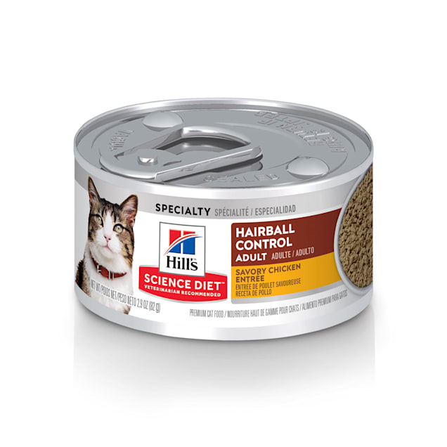 Hill's Science Diet Adult Hairball Control Savory Chicken Entree Canned Wet Cat Food, 2.9 oz., Case of 24