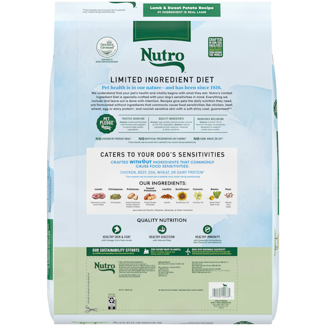 Nutro Limited Ingredient Diet Lamb Sweet Potato Recipe Dry Adult Dog Food 22 Lbs Bag Petco The only limited ingredient diet kibble with the pure, real nutrition of raw on every piece. nutro limited ingredient diet lamb sweet potato recipe dry adult dog food 22 lbs bag
