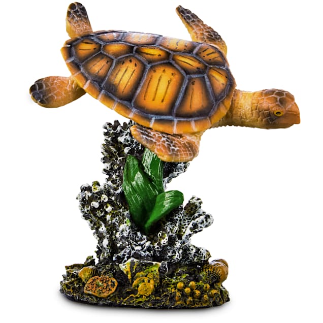 imagitarium sea turtle and coral garden aquarium ornament small