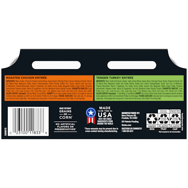 Sheba Cuts in Gravy Roasted Chicken Entre Tender Turkey Entre Multipack Wet Cat