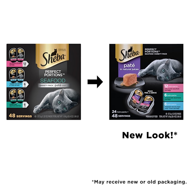 Sheba Perfect Portions Delicate Salmon Tender Whitefish Tuna Entrees Wet Cat Food Variety Pack 2.64 oz. Count of 24 Petco
