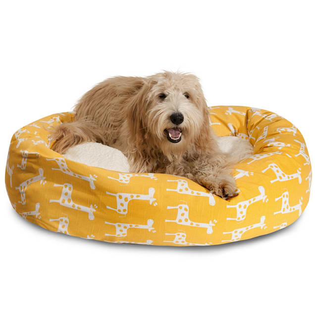 Majestic Pet Stretch Yellow Sherpa Bagel Dog Bed, 40" L x 29" W - Carousel image #1