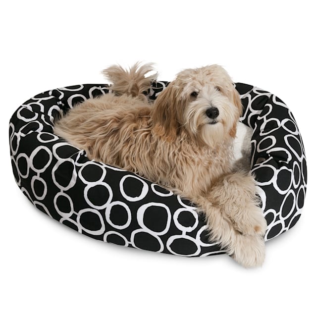 Majestic Pet Fusion Black Sherpa Bagel Dog Bed, 40" L x 29" W - Carousel image #1