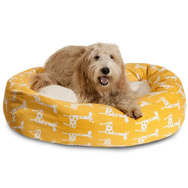Majestic Pet Stretch Yellow Sherpa Bagel Dog Bed, 24" L x 19" W Petco