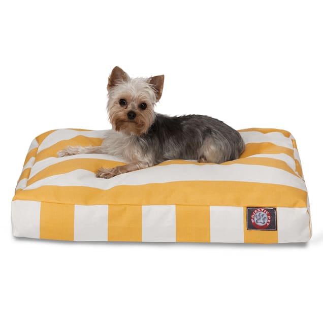 Majestic Pet Yellow Vertical Stripe Shredded Memory Foam Rectangle Dog