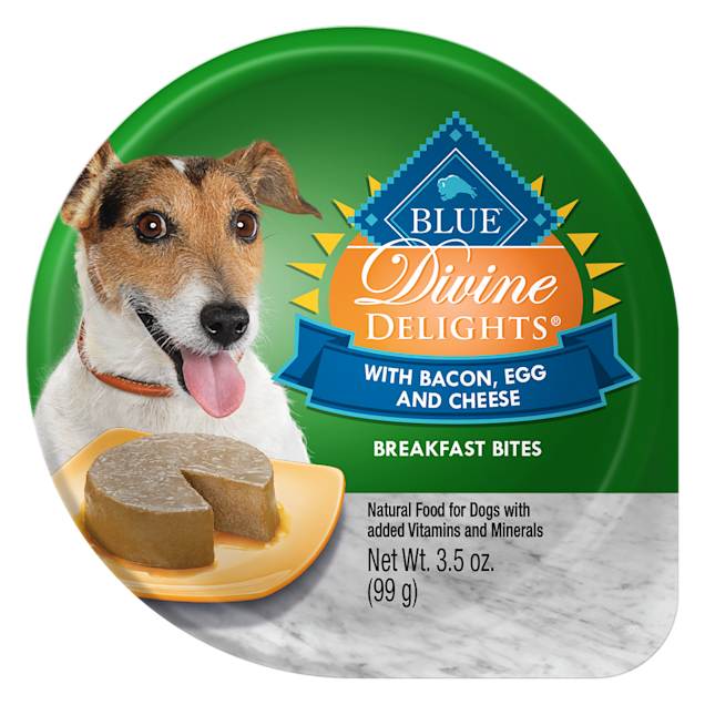 Blue Buffalo Blue Divine Delights Bacon, Egg & Cheese Breakfast Bites Wet Dog Food, 3.5 oz., Case of 12 - Carousel image #1
