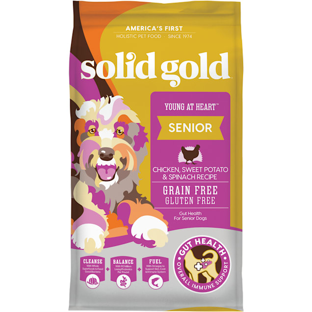 Solid Gold Young At Heart Chicken Sweet Potato Spinach Recipe Grain Free Dry Senior Dog Food 4 lbs