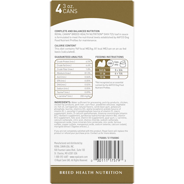 Royal Canin Breed Health Nutrition Adult Shih Tzu Canned Dog Food 3 oz Case of 4