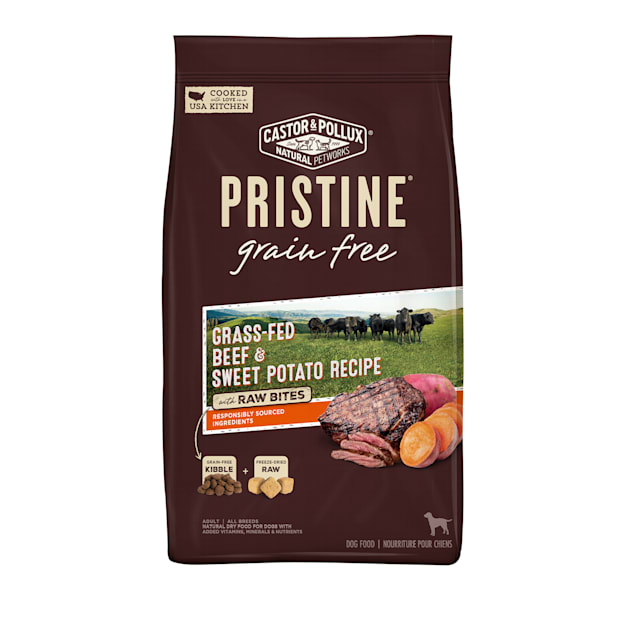 Castor & Pollux Pristine Grain Free Grass-Fed Beef and Sweet Potato Recipe with Raw Bites Dry Dog Food, 18 lbs. - Carousel image #1