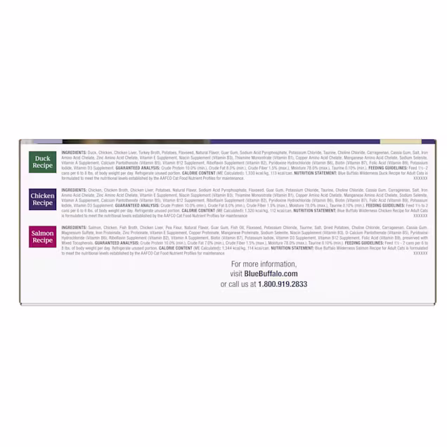 Blue Buffalo Wilderness Natural Adult Chicken Salmon Duck Pate Variety Pack Wet Cat Food 3 Oz Count Of 12 Petco