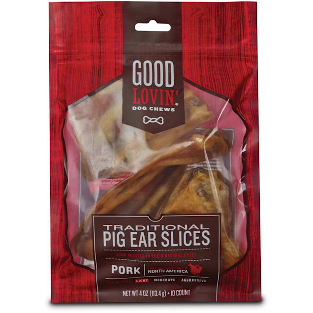 Good Lovin' Traditional Pig Ear Slice Dog Chews, 4 oz. - Carousel image #1