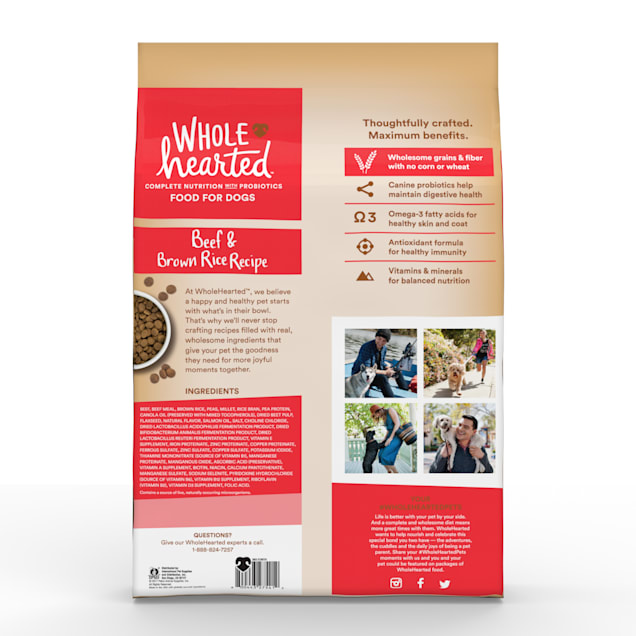 WholeHearted All Life Stages Beef and Brown Rice Recipe Dry Dog Food, 30 lbs.