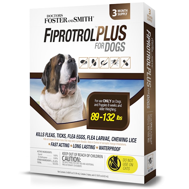 Doctors Foster + Smith Fiprotrol Topical Flea & Tick Control For Dogs 89 to 132 lbs., Pack of 3 - Carousel image #1
