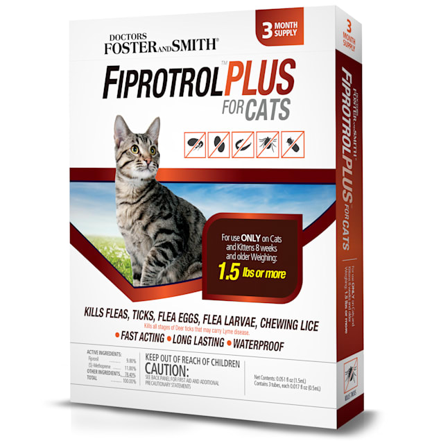 Doctors Foster + Smith Fiprotrol Topical Flea & Tick Control For Cats over 1.5 lbs., 2 Packs of 3 - Carousel image #1