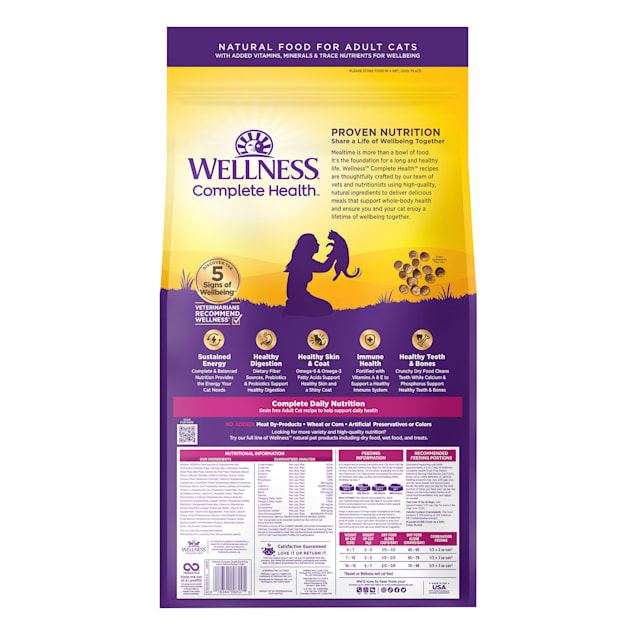Wellness Complete Health Natural Grain Free Indoor Salmon Herring Meal Recipe Dry Cat Food 11.5 lbs