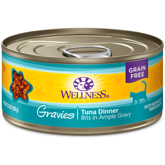 Wellness Complete Health Natural Canned Grain Free Gravies Tuna Dinner Wet Cat Food, 5.5 oz., Case of 12 - Carousel image #1