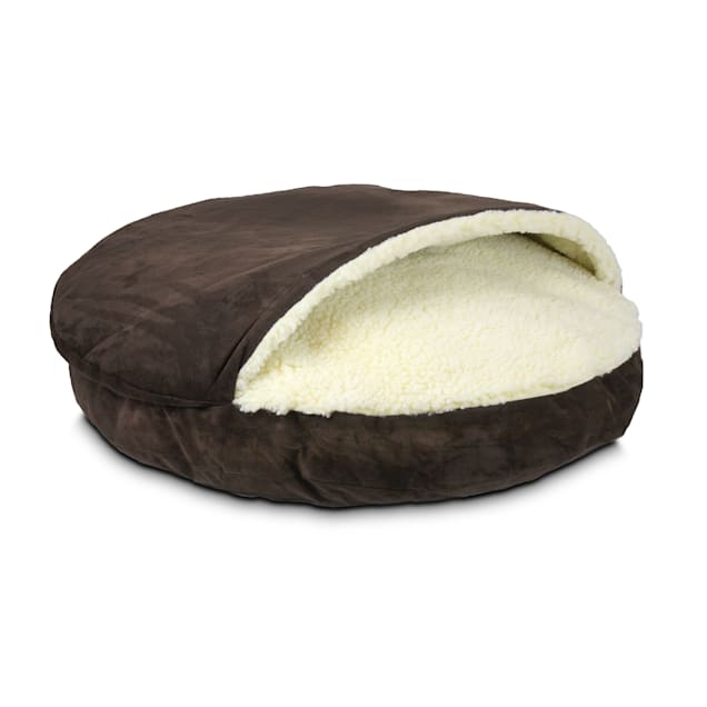 Snoozer Luxury Micro Suede Cozy Cave Pet Bed in Brown, 25" L x 25" W - Carousel image #1