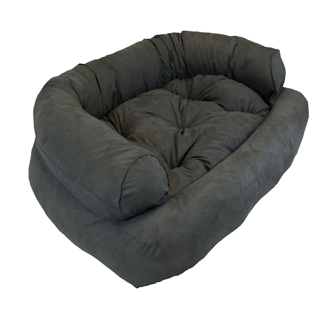 Snoozer Luxury Micro Suede Overstuffed Pet Sofa in Anthracite, 30" L x 40" W - Carousel image #1