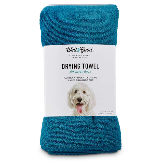 Well & Good Blue Drying Towel for Dogs, Large - Carousel image #1