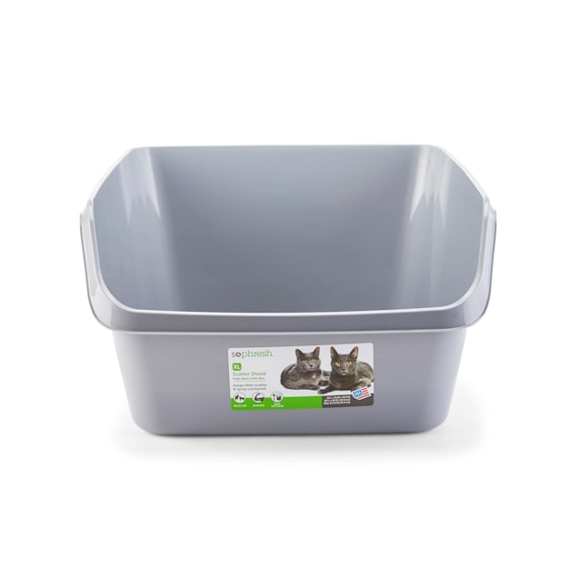 So Phresh Scatter Shield High-Back Litter Box in Gray, 24 L x 18 W x 10 H