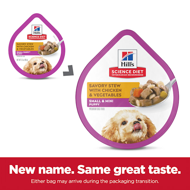 Soft dog food in a new arrivals bag